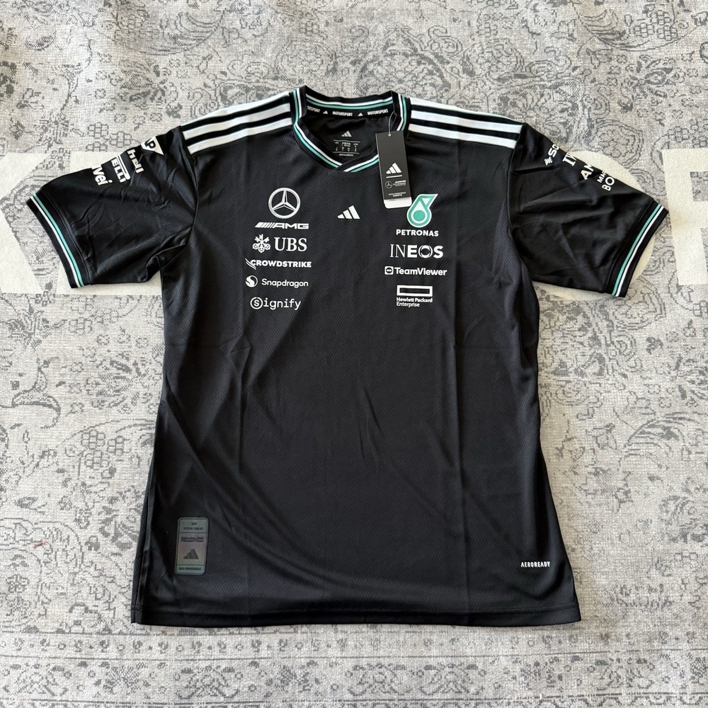 adidas Mercedes-AMG Petronas F1 Team Shirt Black/Teal/White Size L Licensed